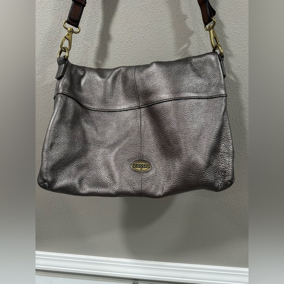 Fossil Explorer Foldover Metallic Pewter Leather - Picture 10 of 12